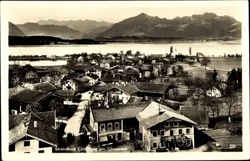 Ak Chieming am Chiemsee Oberbayern, Strandbad, Panorama