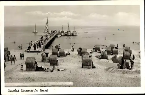 Ak Ostseebad Timmendorfer Strand, Seebrücke, Badegäste, Boote