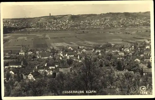 Foto Ak Dresden West Cossebaude, Blick über das Elbtal