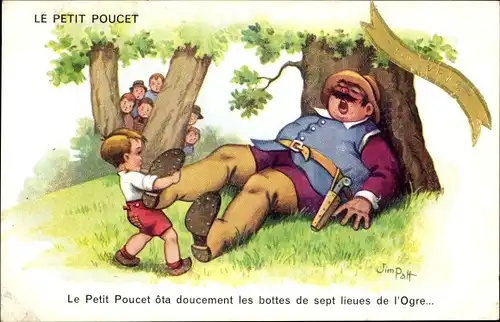 Künstler Ak Patt, Jim, Le Petit Poucet, l'Ogre, Däumling