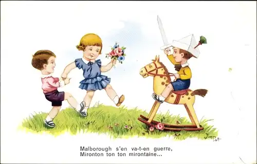 Künstler Ak Patt, Jim, Malborough s'en va-t-en guerre, Mironton ton ton mirontaine