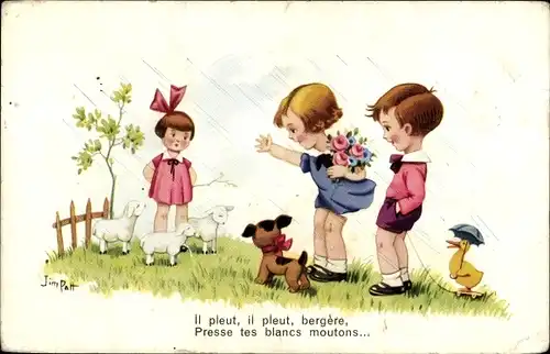 Künstler Ak Patt, Jim, Il pleut, il pleut, bergère, Presse tes blancs moutons