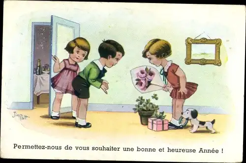 Künstler Ak Patt, Jim, Permettez-nous de vous souhaiter une bonne et heureuse Année