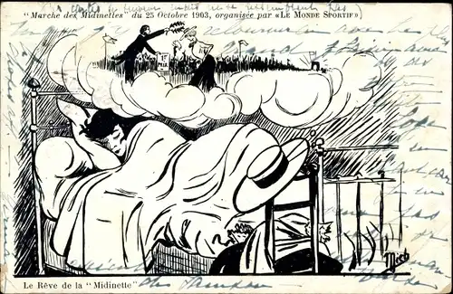 Künstler Ak Mich, Marche des Midinettes, Le Reve de la Midinette, Le Monde Sportif 1903