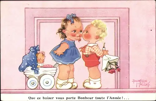 Künstler Ak Mallet, Beatrice, Que ce baiser vous porte Bonheur toute l'Année