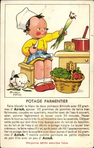 Künstler Ak Mallet, Beatrice, Potage Parmentier, Margarine Astra