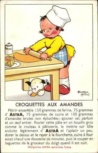 Künstler Ak Mallet, Beatrice, Croquettes aux Amandes, Margarine Astra