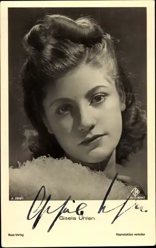 Ak Schauspielerin Gisela Uhlen, Portrait, Autogramm