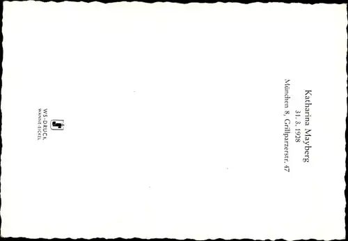 Ak Schauspielerin Katharina Mayberg, Portrait, Autogramm