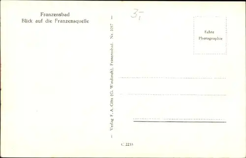 Ak Františkovy Lázně Franzensbad Reg. Karlsbad, Blick auf die Franzensquelle