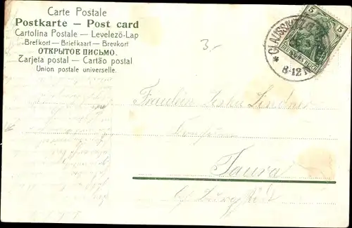 Präge Ak Glückwunsch Ostern, Stadtansicht, Hase, Weidenkätzchen