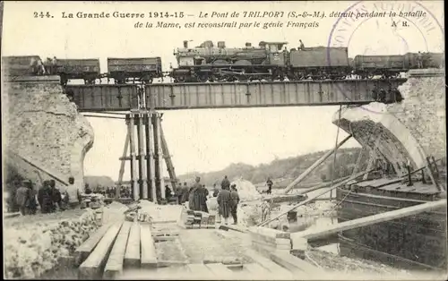 Ak Trilport Seine et Marne, Le Pont detruit pendant la bataille de la Marne