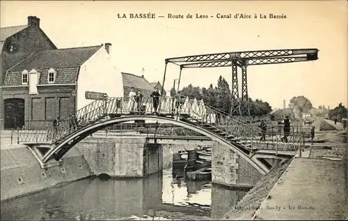 Ak La Bassée Nord, Route de Lens, Canal d'Aires a La Bassée