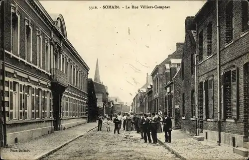 Ak Somain Nord, Le Rue Villiers-Campeau