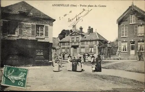 Ak Andeville Oise, Petite place du Centre