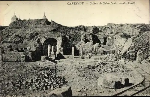 Ak Carthage Karthago Tunesien, Collines de Saint Louis, vue des Fouilles, Ruinen
