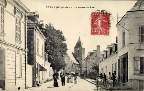 Ak Corné Maine et Loire, La Grande Rue