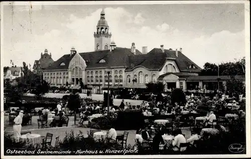 Ak Świnoujście Swinemünde Pommern, Kurhaus und Konzertplatz