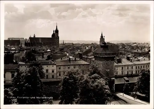 Ak Kraków Krakau Polen, Floriantor und Marienkirche