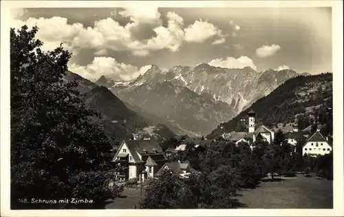 Ak Schruns in Vorarlberg, Teilansicht mit Zimba
