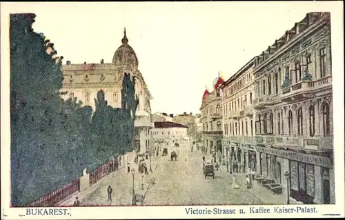 Ak București Bukarest Rumänien, Victoriestraße, Kaffee Kaiser-Palast