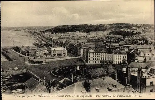 Ak Saint Helier Kanalinsel Jersey, Vue generale de l'Esplanade