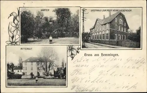 Ak Hemmingen in Niedersachsen, Rittergut, Gasthaus zur Post, Garten