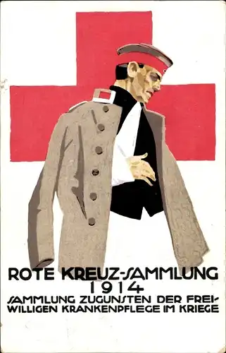 Künstler Ak Hohlwein, Ludwig, Rotes Kreuz, Königreich Bayern, verwundeter Soldat