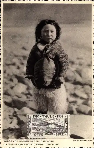 Ak Kap York Grönland, Vordende Bjornejaeger, Un futur chasseur d'ours, Thule 1910-1935