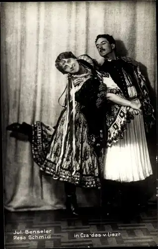 Ak Opernsänger Jul. Benseler, Resa Schmid in Czardas von Liszt
