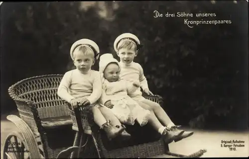 Ak Die drei Söhne des deutschen Kronprinzenpaares, PH Berlin 2284