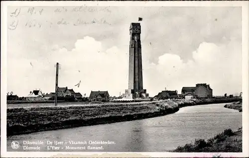 Ak Diksmuide Dixmude Westflandern, L'Yser, Monument flamand