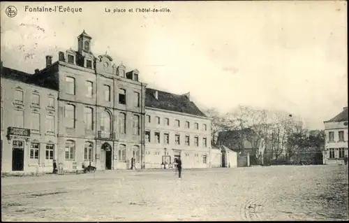 Ak Fontaine l’Évêque Wallonien Hennegau, La place et l'Hotel-de-ville