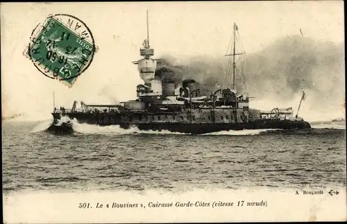 Ak Französisches Kriegsschiff, Bouvines, Garde Cotes Cuirassé