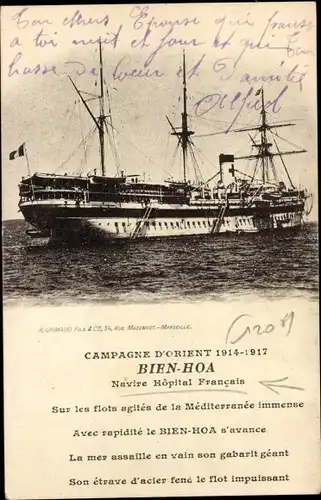 Ak Französisches Kriegsschiff, Campagne d'Orient, Navire Hopital Francais, Bien-Hoa
