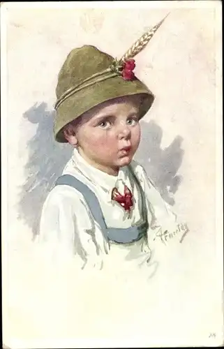 Künstler Ak Feiertag, Karl, Bub in Tracht, Portrait, BKWI 358-5