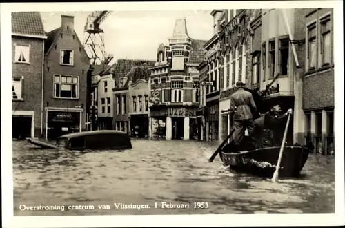 Ak Vlissingen Zeeland Niederlande, Overstroming centrum, 1953