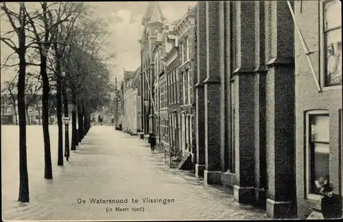 Ak Vlissingen Zeeland Niederlande, Watersnood 1906, Hochwasser