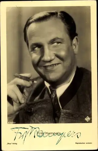 Ak Schauspieler Fritz Kampers, Portrait mit Zigarre, Ross 2113