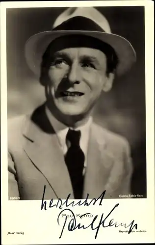 Ak Schauspieler Paul Kemp, Portrait, Autogramm, Hut