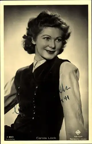 Ak Schauspielerin Carsta Löck, Portrait, Ufa Film, Ross Verlag A 3011 1