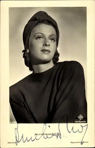 Ak Schauspielerin Anneliese Uhlig, Portrait mit Turban, Ross Verlag A 3299 1