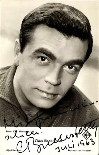 Ak Schauspieler Claus Biederstaedt, Portrait, Autogramm
