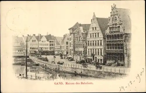 Ak Gand Gent Ostflandern, Maison des Bateliers