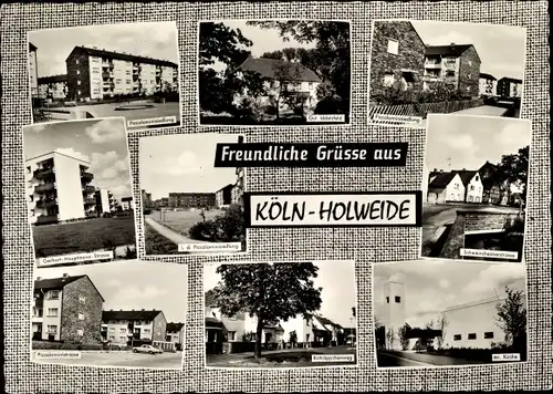 Ak Holweide Köln am Rhein, Kirche, Hochhaus, Wohnsiedlung, Gerhart Hauptmann Straße