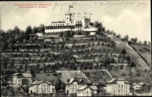 Ak Niederlössnitz Niederlößnitz Radebeul Sachsen, Hotel Restaurant Friedensburg