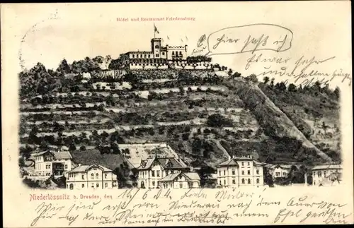 Ak Niederlößnitz Radebeul in Sachsen, Hotel Restaurant Friedensburg