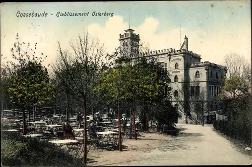 Ak Dresden Cossebaude, Osterberg, Etablissement, Restaurant, Terrasse