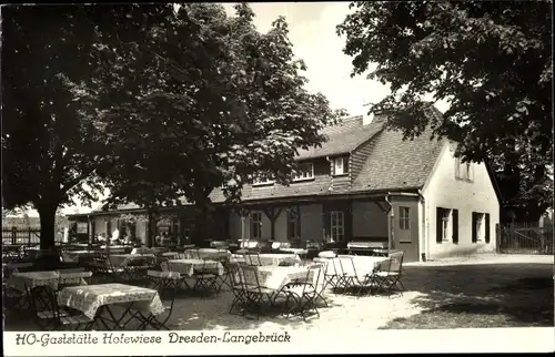 Ak Dresden Langebrück, HO Gaststätte Hofewiese, Garten