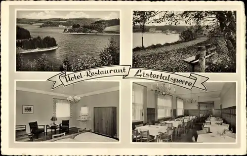 Ak Olpe im Sauerland, Hotel-Restaurant Listertalsperre, See, Innenansicht